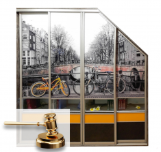 Мансардный шкаф-купе «Велопрогулка» с библиотекой (экосольвентная фотопечать)