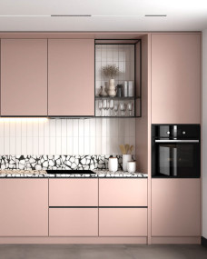 Прямая кухня с глухими фасадами Прямая кухня с глухими фасадами