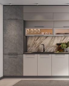 Прямая кухня с 3P панелями Прямая кухня с 3P панелями