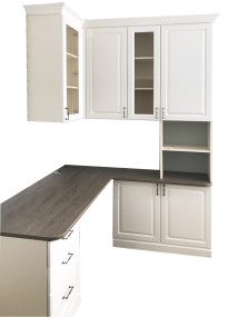 Рабочий стол и система хранения с фасадами из МДФ  Рабочий стол и система хранения с фасадами из МДФ