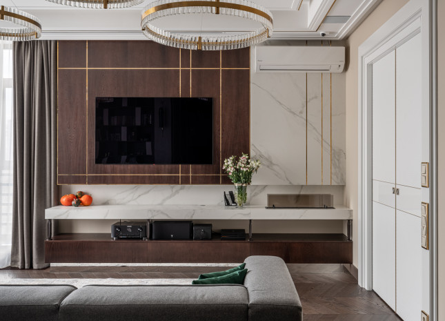 Тв-зона в гостиную из шпона Тв-зона в гостиную из шпона